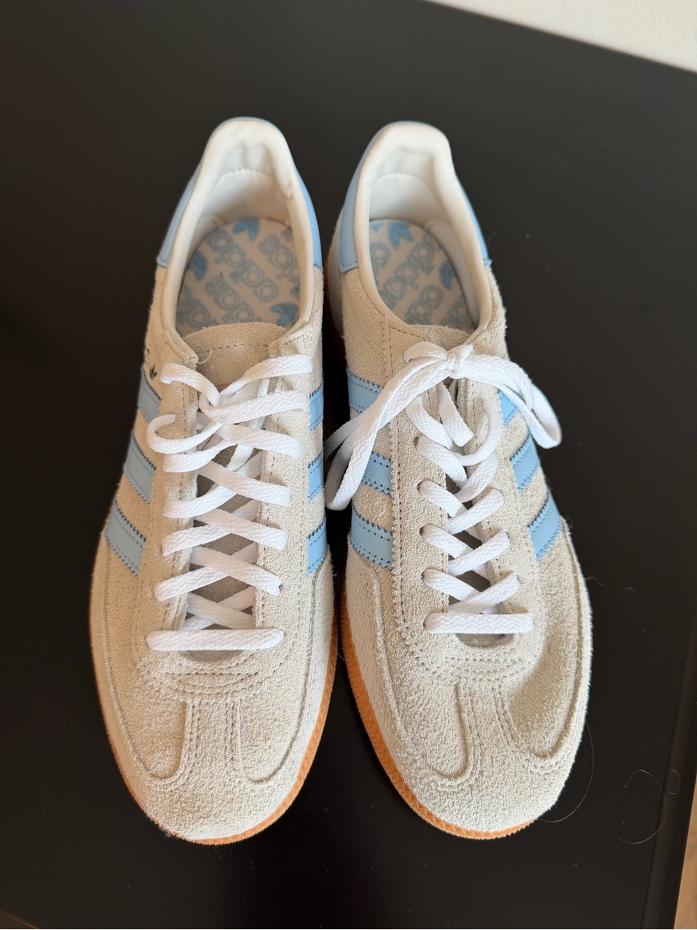New!! adidas Women’s Spezial Off-White with Light Blue Stripes - Picture 3 of 5